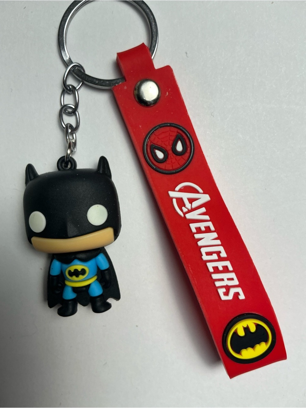 Batman Figure Keychain with Red Avengers Wrist Strap